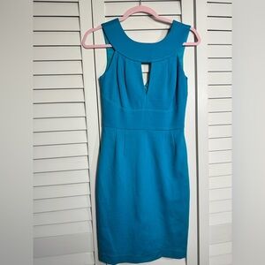 Trina Turk Blue Pleated Sheath Cocktail Dress Size 0 (26 inch waist)